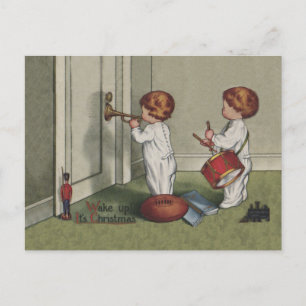 Wake Up Its Christmas cute child illustration Holiday Postcard
