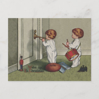 Wake Up Its Christmas cute child illustration Holiday Postcard