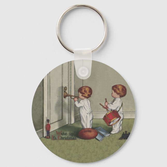 Wake Up Its Christmas cute child illustration Key Ring (Front)