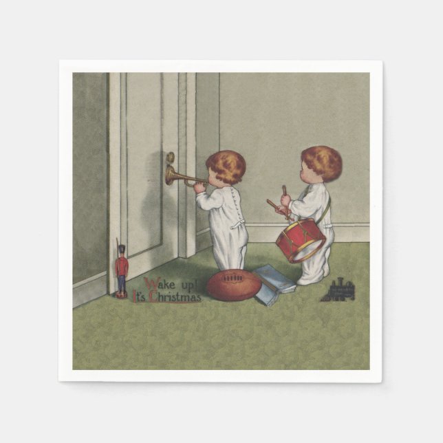 Wake Up Its Christmas cute child illustration Napkin (Front)