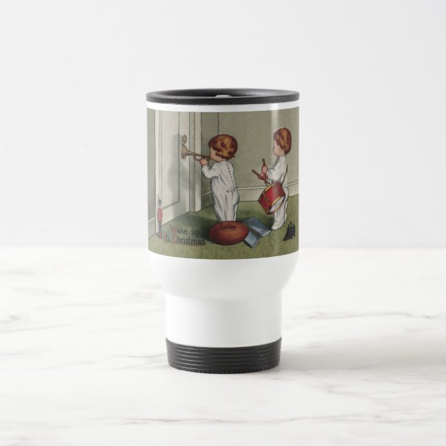 Wake Up Its Christmas cute child illustration Travel Mug (Center)
