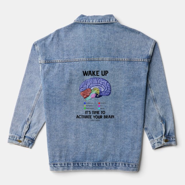Wake Up It's Time To Activate Your Brain Humour Denim Jacket (Back)