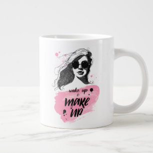 Wake Up & Make Up Large Coffee Mug