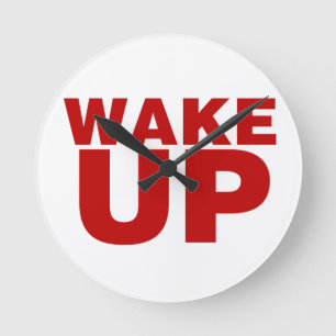 Wake Up Red Round Clock