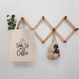 Wake Up Smell the Coffee Typography Tote Bag
