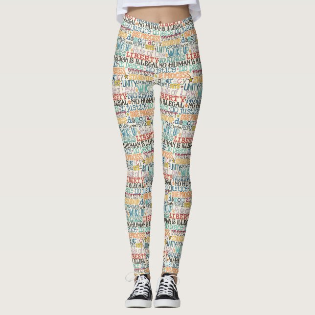 wake up stand up typography leggings (Front)