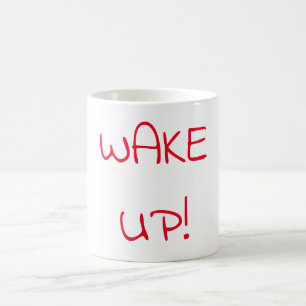 Wake Up Typography Red Coffee Mug