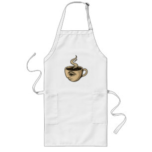 Wake Up & Watch – Surreal Coffee Cup Design Long Apron