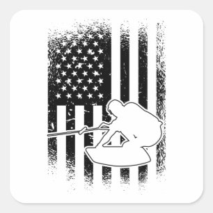 Wakeboard American Flag Wakeboarding Wakeboarder Square Sticker
