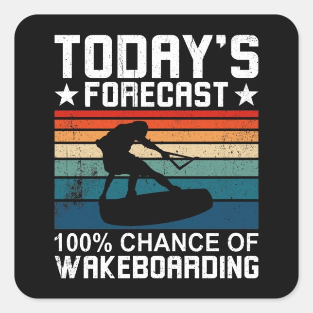 Wakeboard and Wakeboarding Forecast Square Sticker (Front)