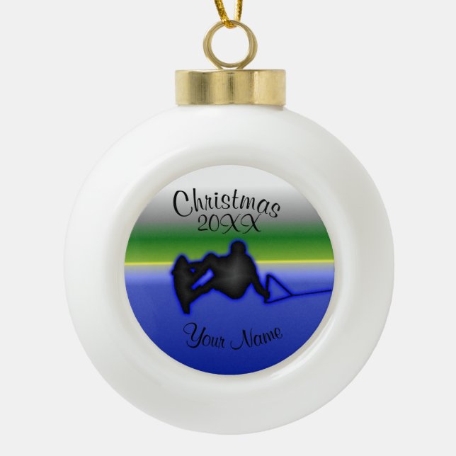 Wakeboard Ceramic Ball Christmas Ornament (Front)