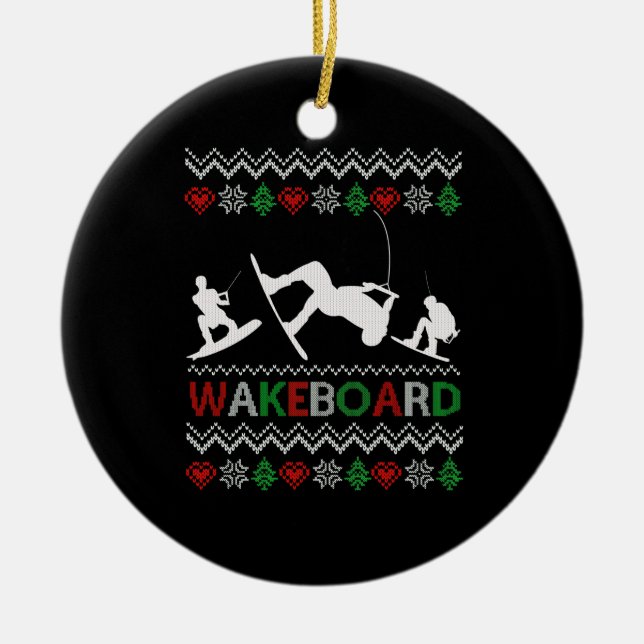 wakeboard Funny Christmas Ceramic Ornament (Front)
