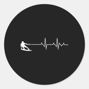 Wakeboard Heartbeat Lake Water Sports Wakeboarding Classic Round Sticker