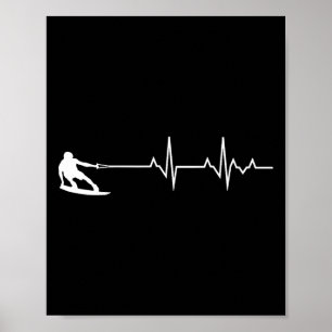 Wakeboard Heartbeat Lake Water Sports Wakeboarding Poster