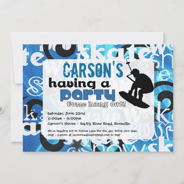 Wakeboard Party Invitation (Front)