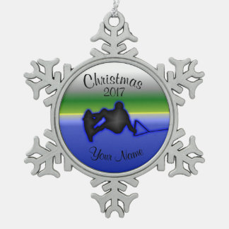 Wakeboard Pewter Snowflake Christmas Ornament