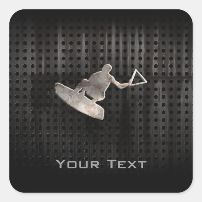 Wakeboarder; Cool Black Square Sticker (Front)