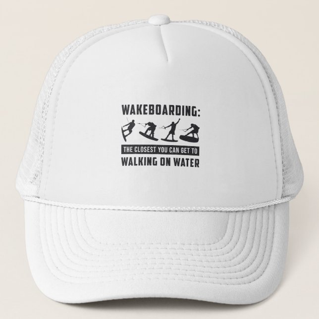 Wakeboarder Wakeboarding Walking On Water Wake Trucker Hat (Front)