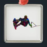 Wakeboarder Wild Colours Metal Ornament<br><div class="desc">Multi-colour psychedelic Image of a wakeboarder.</div>
