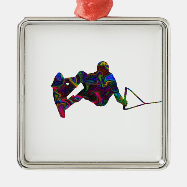 Wakeboarder Wild Colours Metal Ornament (Front)