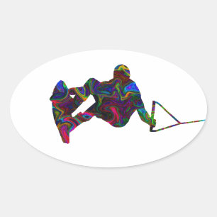 Wakeboarder Wild Colours Oval Sticker