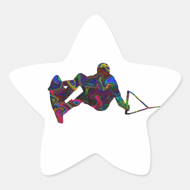 Wakeboarder Wild Colours Star Sticker (Front)