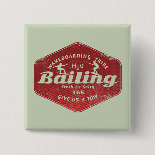 Wakeboarding bailing 15 cm square badge