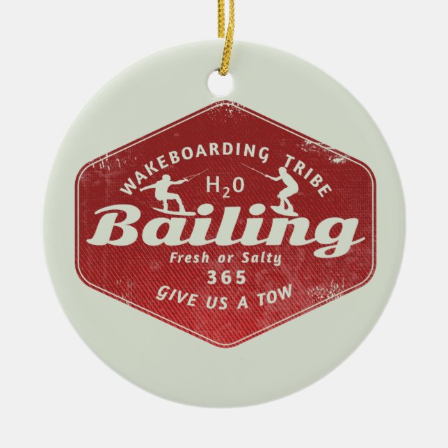 Wakeboarding bailing  ceramic ornament (Front)