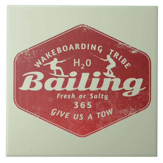 Wakeboarding bailing  ceramic tile (Front)