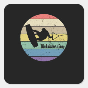 Wakeboarding Retro Square Sticker