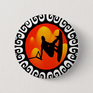 WAKEBOARDING SUN CRAZED 6 CM ROUND BADGE
