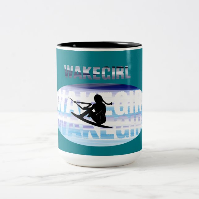 Wakegirls wakeboarding Mug personalised add name (Center)