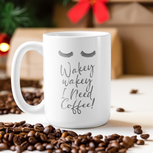Wakey Wakey I Need Coffee! Blush & Gold Eyelashes Coffee Mug (Wakey Wakey I Need Coffee! Blush & Gold Eyelashes Coffee Mug)