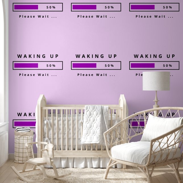 Waking Up Please Wait Funny Customisable Wallpaper (Kids)