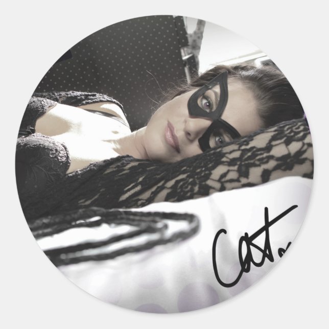 Waking With Cat Circle Sticker (Front)