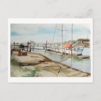 Walberswick Harbour Suffolk Coastal Art Postcard