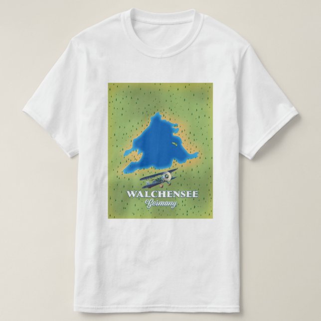 Walchensee lake Germany map T-Shirt (Design Front)