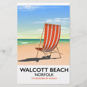Walcott Beach, Norfolk seaside poster Stationery