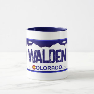 Walden Colorado blue license plate mug