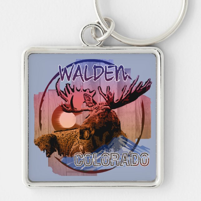 Walden Colorado rustic moose keychain (Front)