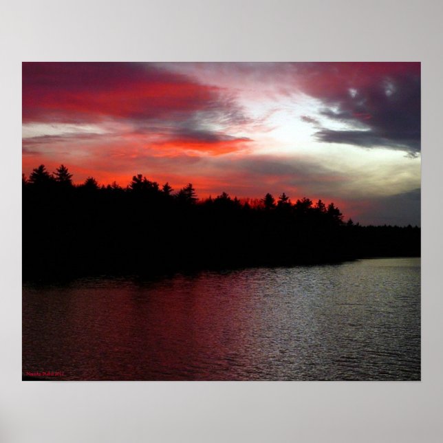 Walden Pond Poster - Deep Red Clouds (Front)