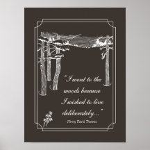 Walden Quote, "Live deliberately" (dark)