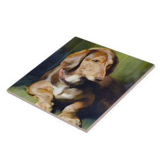 Waldmann Beautiful 19th Century Image of Cute Dog Ceramic Tile