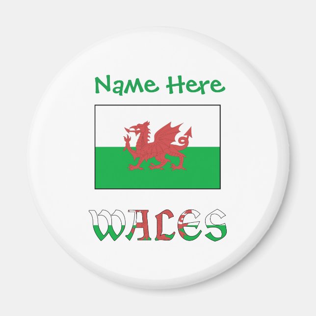 Wales and Welsh Flag Green Personalisation  Magnet (Front)