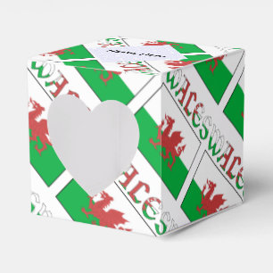 Wales and Welsh Flag Tiled Personalised Heart Favour Box