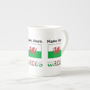 Wales and Welsh Flag with Your Name Bone China Mug