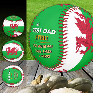 Wales Best Dad, patriotic Dads, Welsh Flag Baseball