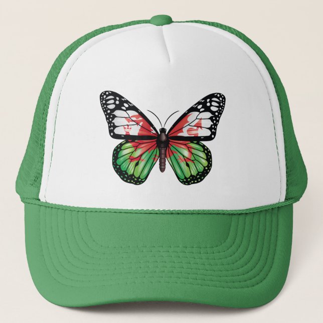 Wales butterfly monarch flag Tri-Blend shirt Trucker Hat (Front)
