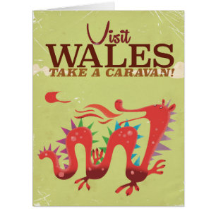 Wales Caravan Vacation vintage poster