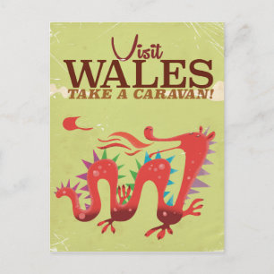 Wales Caravan Vacation vintage poster Postcard